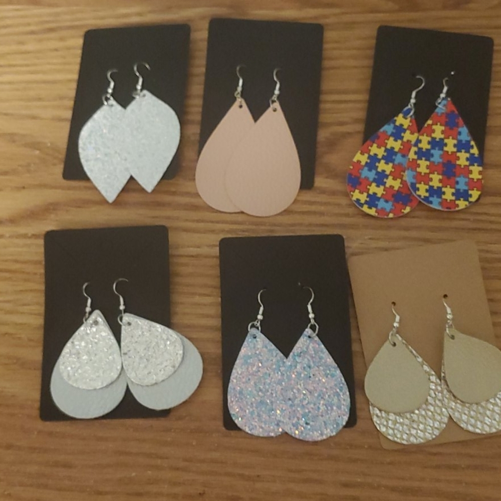 Six faux leather earrings bundle